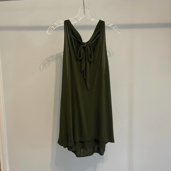 Mossimo‎ Army Green V back Super Soft Hi Nick tank top tie back Size L Pre-owned - Picture 3 of 7